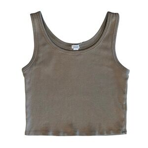 Garage Ribbed Cropped Tank Top Chocolate Brown Espresso Large